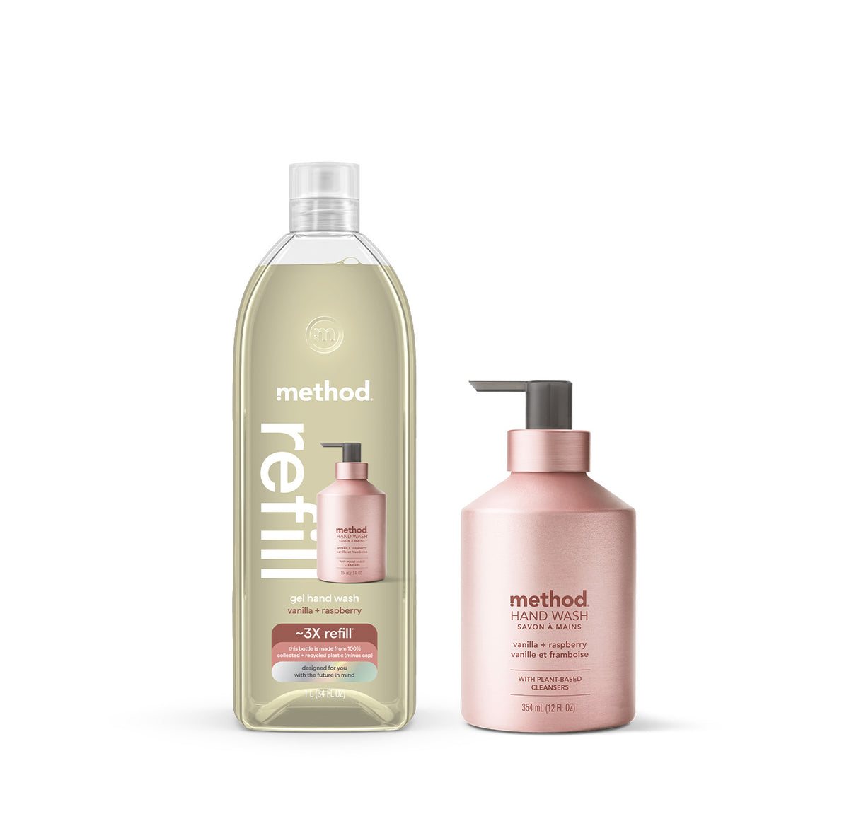 MTHD_Aluminum_VR_OnWhite_f6b4a3bf-7fd7-454d-ba40-1aeed9fddac0.jpg gel hand wash starter set – vanilla + raspberry, 46 fl oz - Image 1