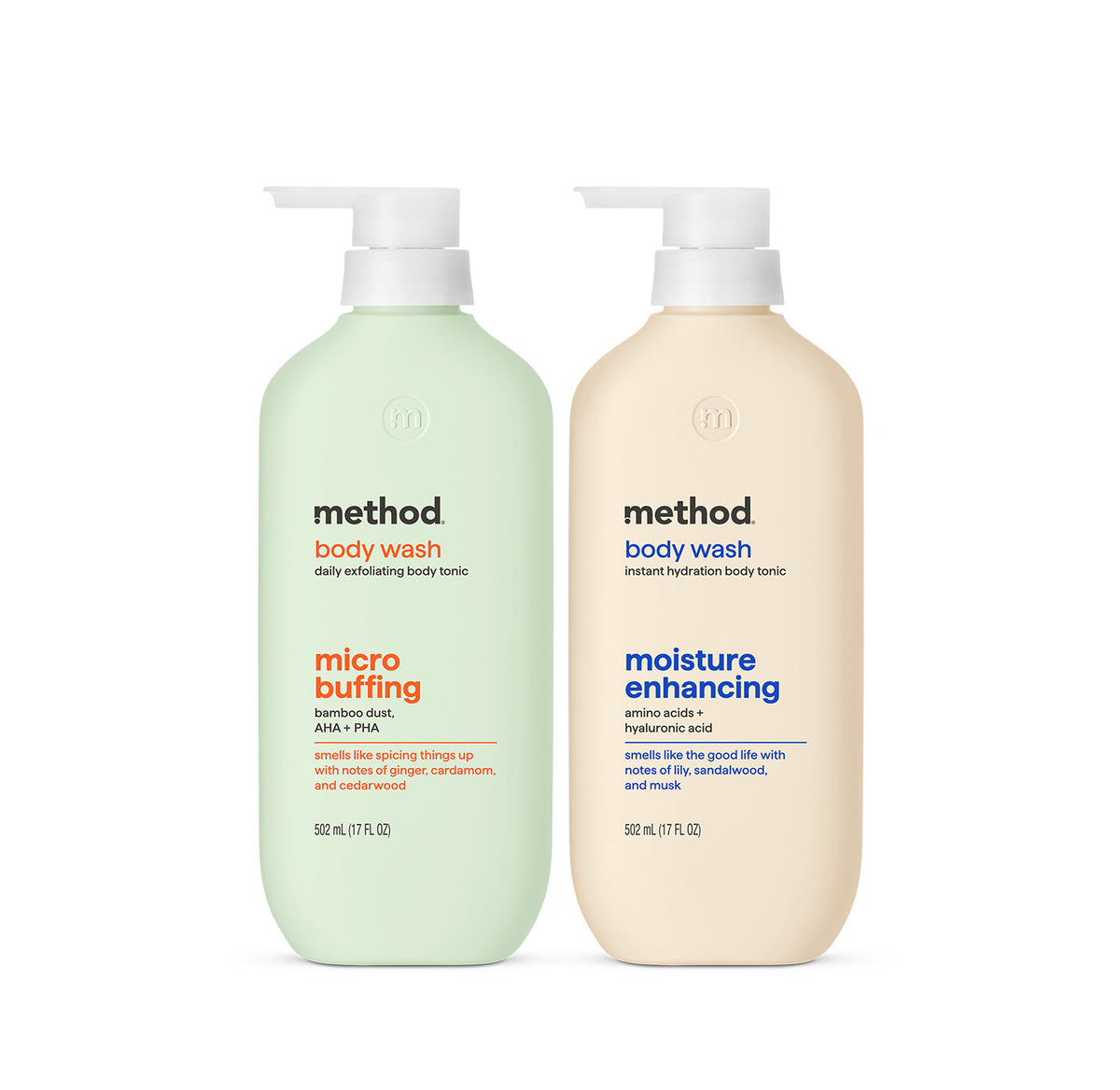 MTHD_FuncBW_17oz_MicroBuff_MoistureEnhance_Bundle_GCC_LSM.jpg micro buffing + moisture enhancing body wash tonic bundle, 34 fl oz - Image 1