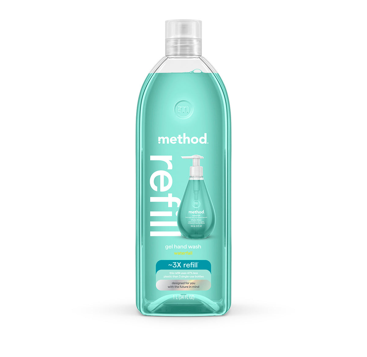 MTHD_GHW_Refill_34oz_WaterFall_Front_US_378688__49402.1737649488.386.513_359477ce-d025-4e87-baed-d560708c66e9.jpg gel hand wash refill – waterfall, 34 fl oz 1 - Image 1