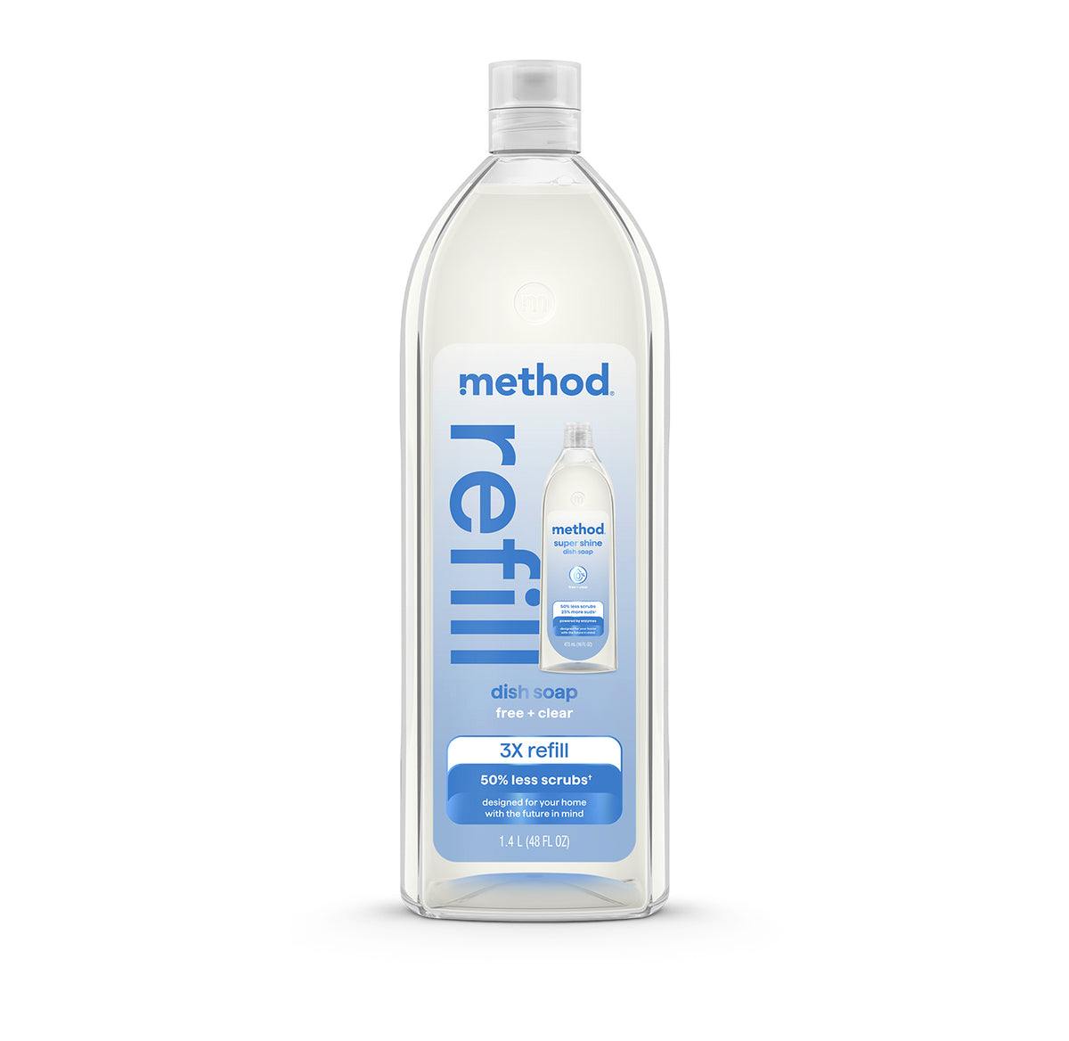 MTHD_LiquidDishSoapRefill_48oz_FreeandClear_Front_US_390786.jpg super shine liquid dish soap refill – free + clear, 48 fl oz - Image 1
