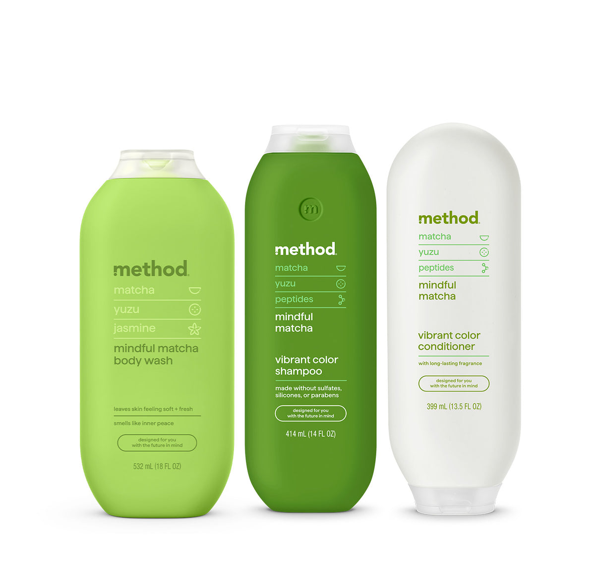 MTHD_MindfulMatcha_BundleOnWhite.jpg shower trio – mindful matcha, 45.5 oz - Image 1