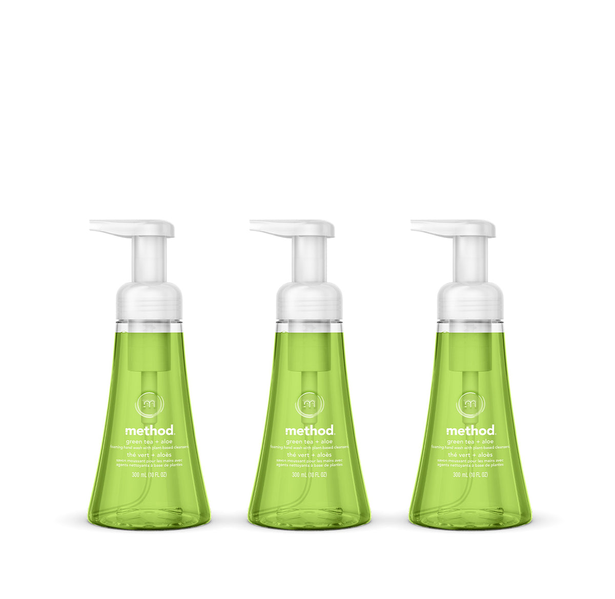MTHD_ShowerBundles_greentea_3count_handwash_OnWhite.jpg green tea + aloe foaming hand wash 3-count bundle - Image 1