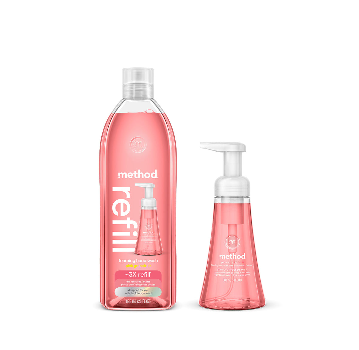 MTHD_ShowerBundles_pinkgrapefruit_handwash_OnWhite.jpg pink grapefruit foaming hand wash starter set, 38 oz - Image 1